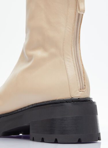 BY FAR Zip Up Leather Boots Beige byf0253022