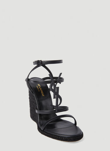 Saint Laurent Cassandra Espadrille Wedges Black sla0250079
