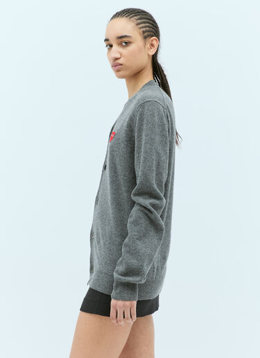 Comme Des Garçons PLAY Logo Patch Wool Cardigan Grey cpl0355022