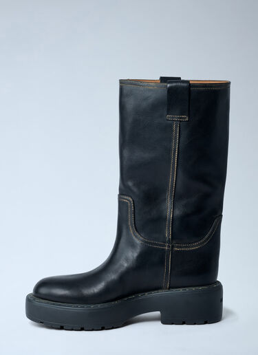 Miu Miu Leather Logo Motif Boots Black miu0262111