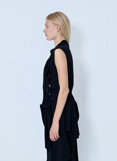 Yohji Yamamoto High Twisted French Terry Braided Top Black yoy0264007