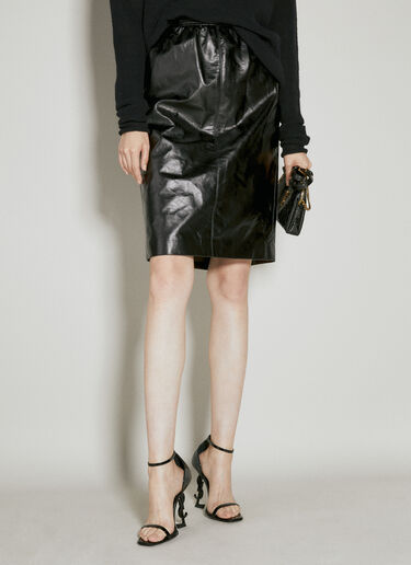 Saint Laurent Pencil Leather Skirt Black sla0254021