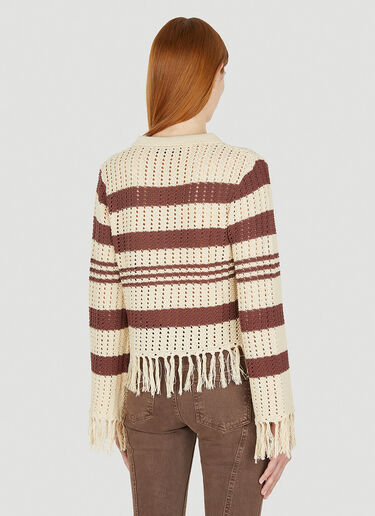 TheOpen Product Stripe Fringe Knit Sweater Brown top0248001
