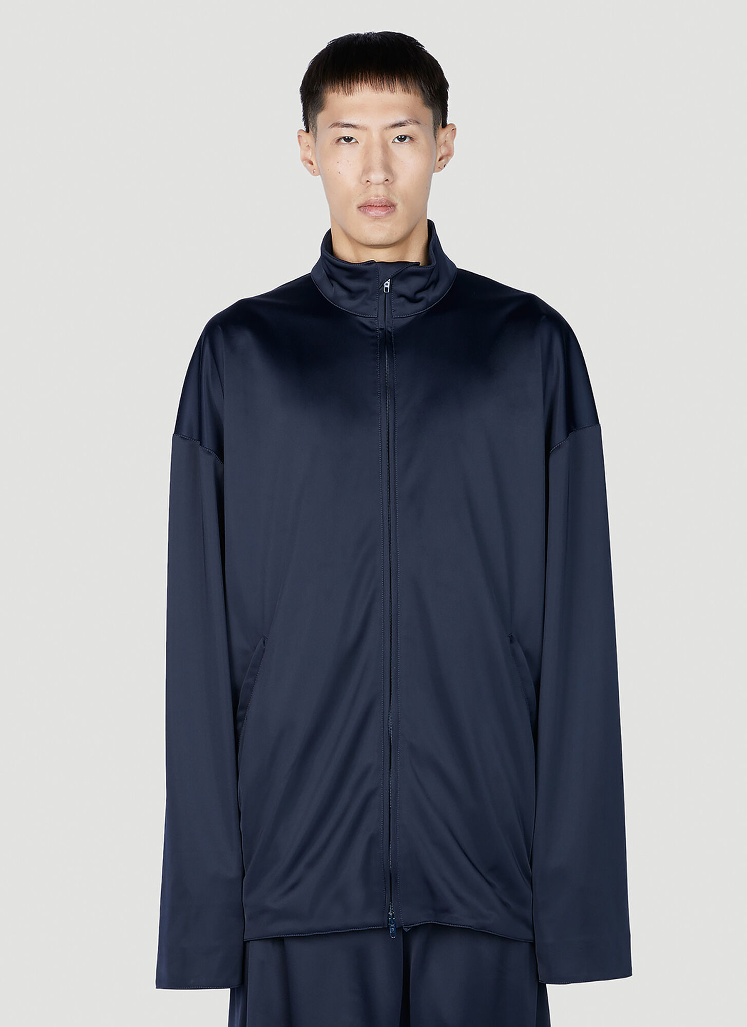 Shop Balenciaga Track Jacket In Navy