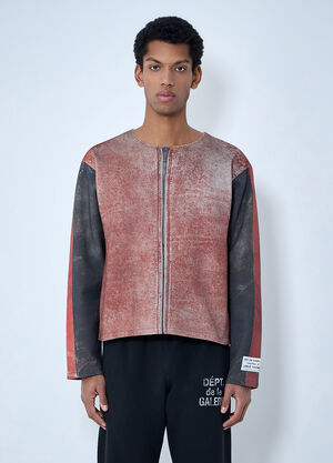 Gallery Dept. Raw-Edge Zip-Print Top Brown gdp0162061