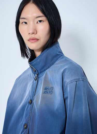 LN-CC® - Miu Miu: Old Washed Twill Blouson Jacket - Blue Miu Miu Old Washed Twill Blouson Jacket Blue miu0265009
