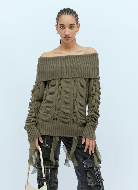 Blumarine シフォンインサートウールセーター グレー blm0254007