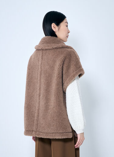 Max Mara Teddy Fabric Gilet Cape Light Brown max0259026