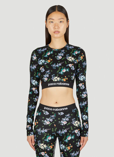 Floral Print Long Sleeve Top Rabanne Floral Print Long Sleeve Top Black pac0250036