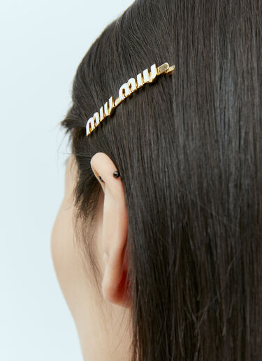 로고 플라크 헤어 클립 Miu Miu 로고 플라크 헤어 클립 골드 miu0255023