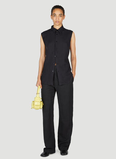Eckhaus Latta Basketweave Linen Pants Black eck0253005