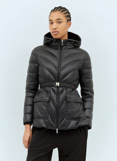 Moncler Argenno Hooded Mid-Length Down Jacket Black mon0259010