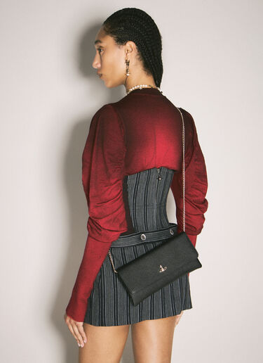 Vivienne Westwood 十字纹链条手拿包 黑色 vvw0258017