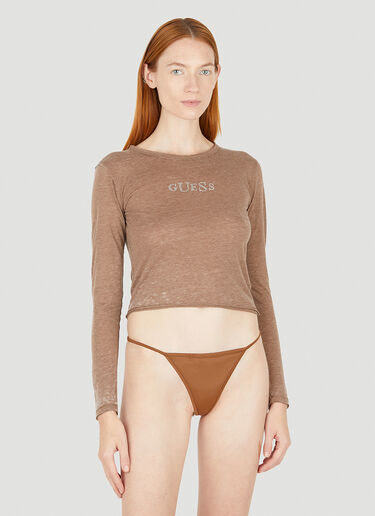 Guess USA Logo Plaque Thong Brown gue0250019