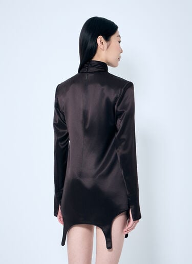 Twist-Neck Garter Blouse Saint Laurent Twist-Neck Garter Blouse Brown sla0258073