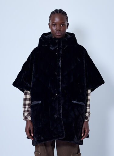 LN-CC® - Moncler: Reversible Hooded Cape - Black Moncler Reversible Hooded Cape Black mon0266027