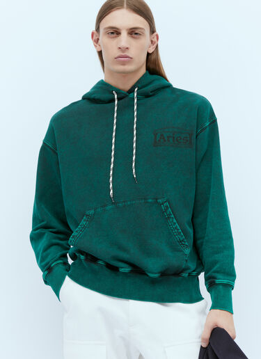 Aries Destroyed Temple Hooded Sweatshirt Green ari0154015