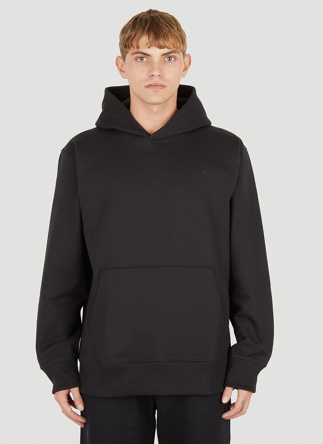 adidas Logo Embroidery Hooded Sweatshirt in Black LN CC