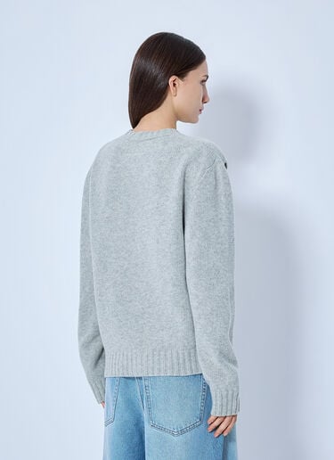 LN-CC® - MM6 Maison Margiela: Intarsia Logo Knit Sweater - Grey MM6 Maison Margiela Intarsia Logo Knit Sweater Grey mmm0265007