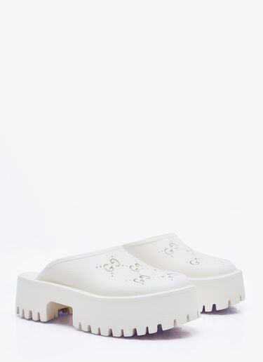 Gucci Perforated G Platform Mules White guc0253110