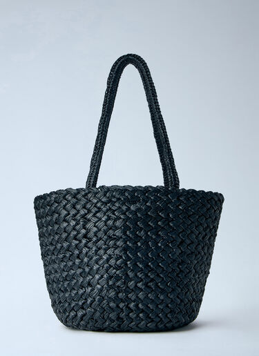 The Row Estelle Two Medium Raffia Bag Black row0264087