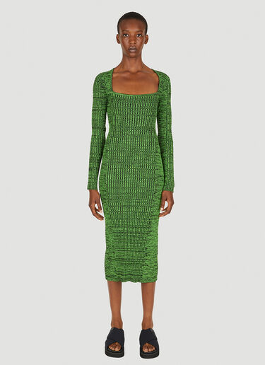 GANNI Square Neck Dress Green gan0251011