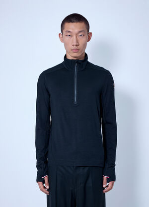 Moncler Grenoble Knit Half-Zip Polo Neck Black mog0165005