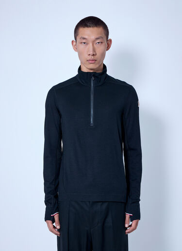 LN-CC® - Moncler Grenoble: Knit Half-Zip Polo Neck - Black Moncler Grenoble Knit Half-Zip Polo Neck Black mog0165005