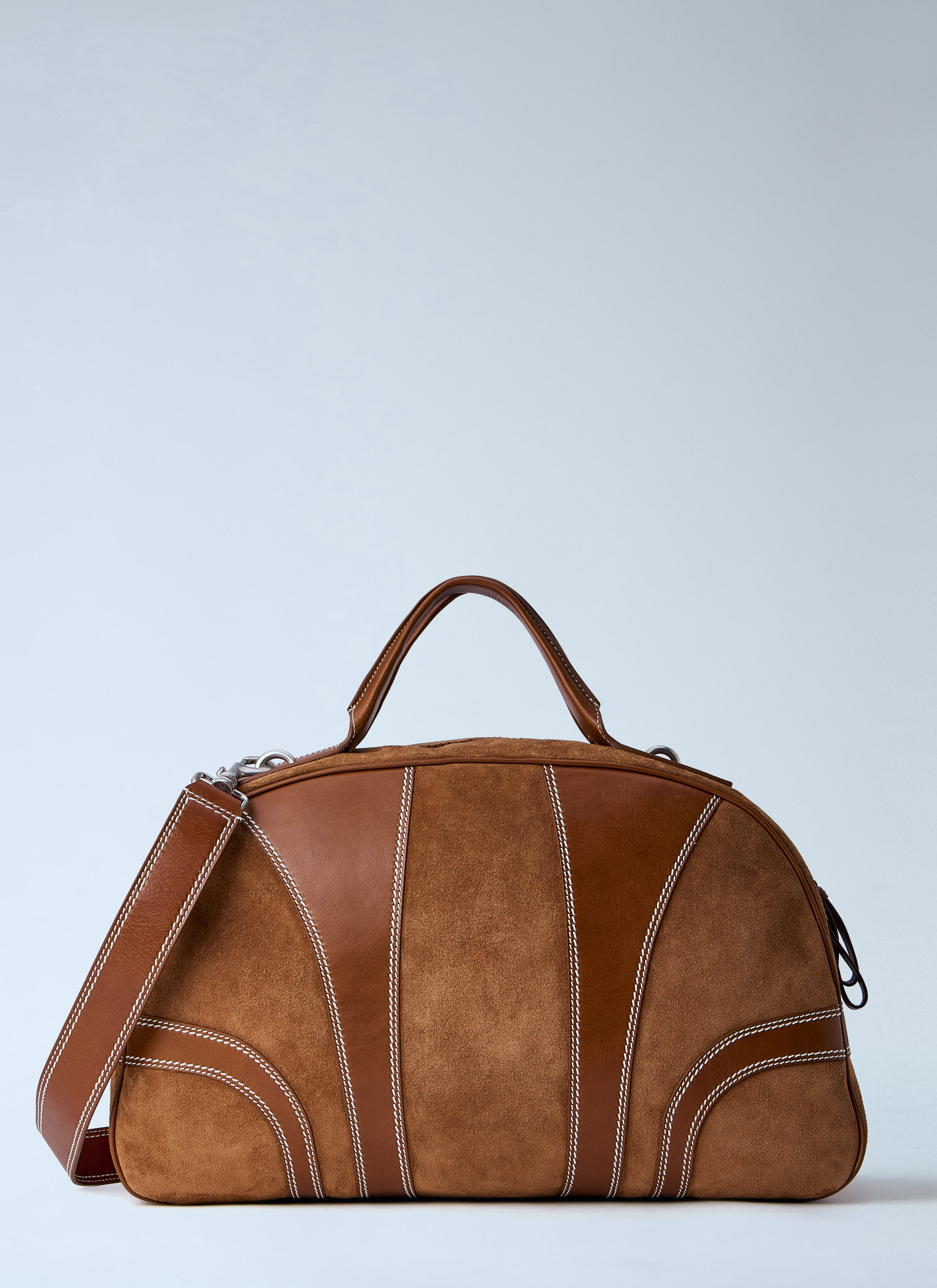 Dries Van Noten Men's' Leather-Trimmed Suede Duffel Bag in Brown