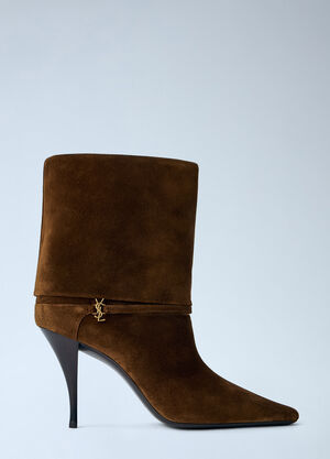 Saint Laurent Ricky Suede Boots Brown sla0257046