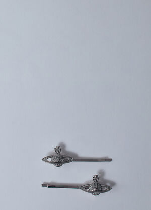 Vivienne Westwood Mini Bas Relief Bobby Pin Silver vvw0260044