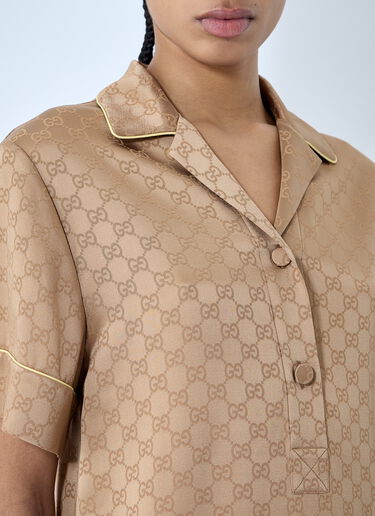 Gucci GG 缎面衬衫  棕色 guc0259026