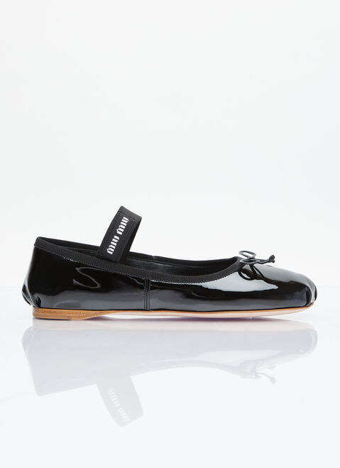 The Row Patent Leather Ballerina Flats Navy row0253049