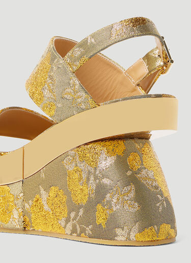 Dries Van Noten Floral Jacquard Platform Sandals Gold dvn0253009