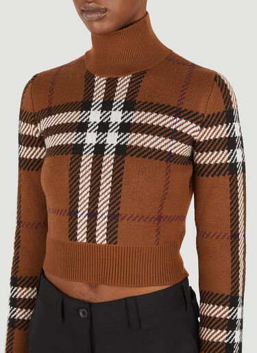 Burberry Checked High Neck Sweater Brown bur0251017