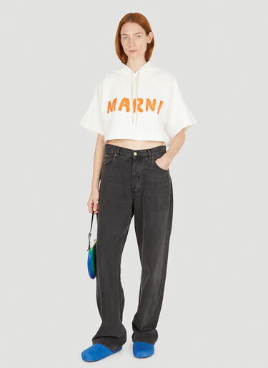 Marni 로고 프린트 크롭트 스웨트셔츠 화이트 mni0251009