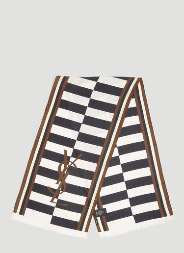 Saint Laurent Graphic Print Scarf White sla0151105