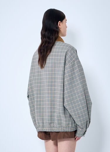 Miu Miu Checked Double-Weave Blouson Jacket Brown miu0360002