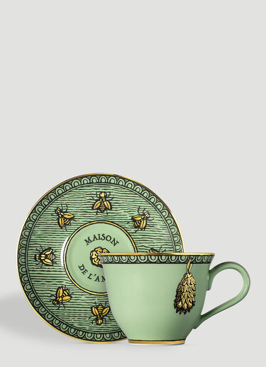 Gucci Set of Two Odissey Coffee Cups with Saucers Green wps0690080