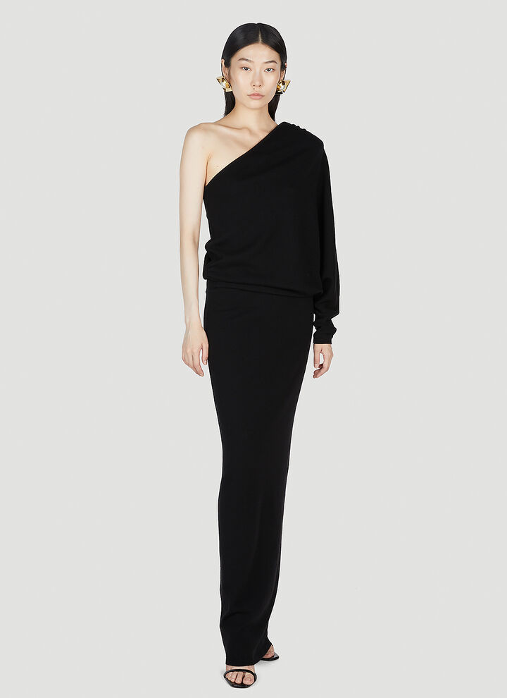 ln-cc.com | Saint Laurent One Shoulder Draped Dress