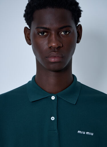 Miu Miu Logo Motif Polo Shirt Green miu0161005