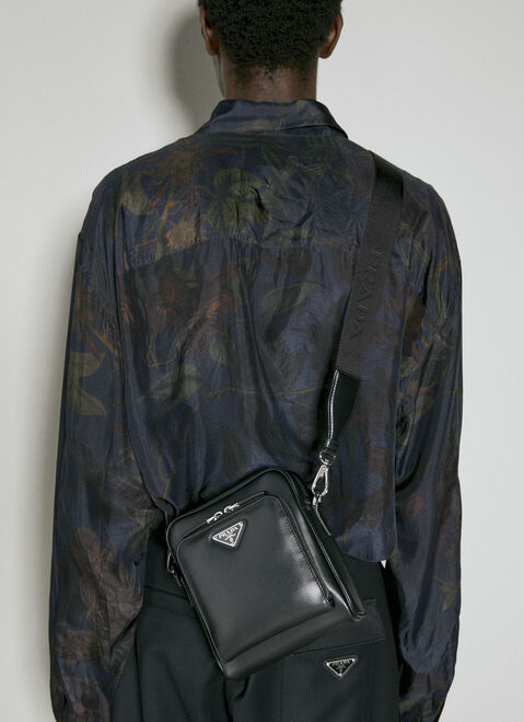 Prada Leather Shoulder Bag With Pouch Grey pra0153011