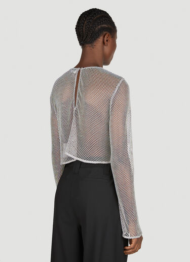 GANNI Embellished Mesh Top Silver gan0252029