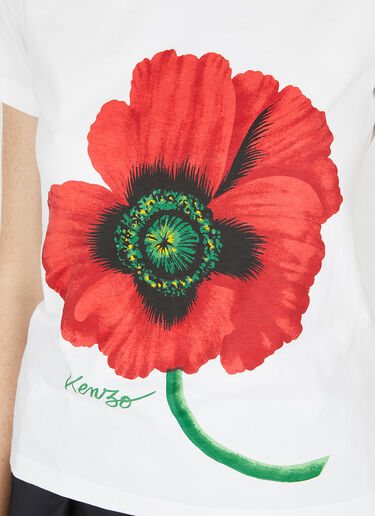 Kenzo Poppy Print T-Shirt White knz0250010