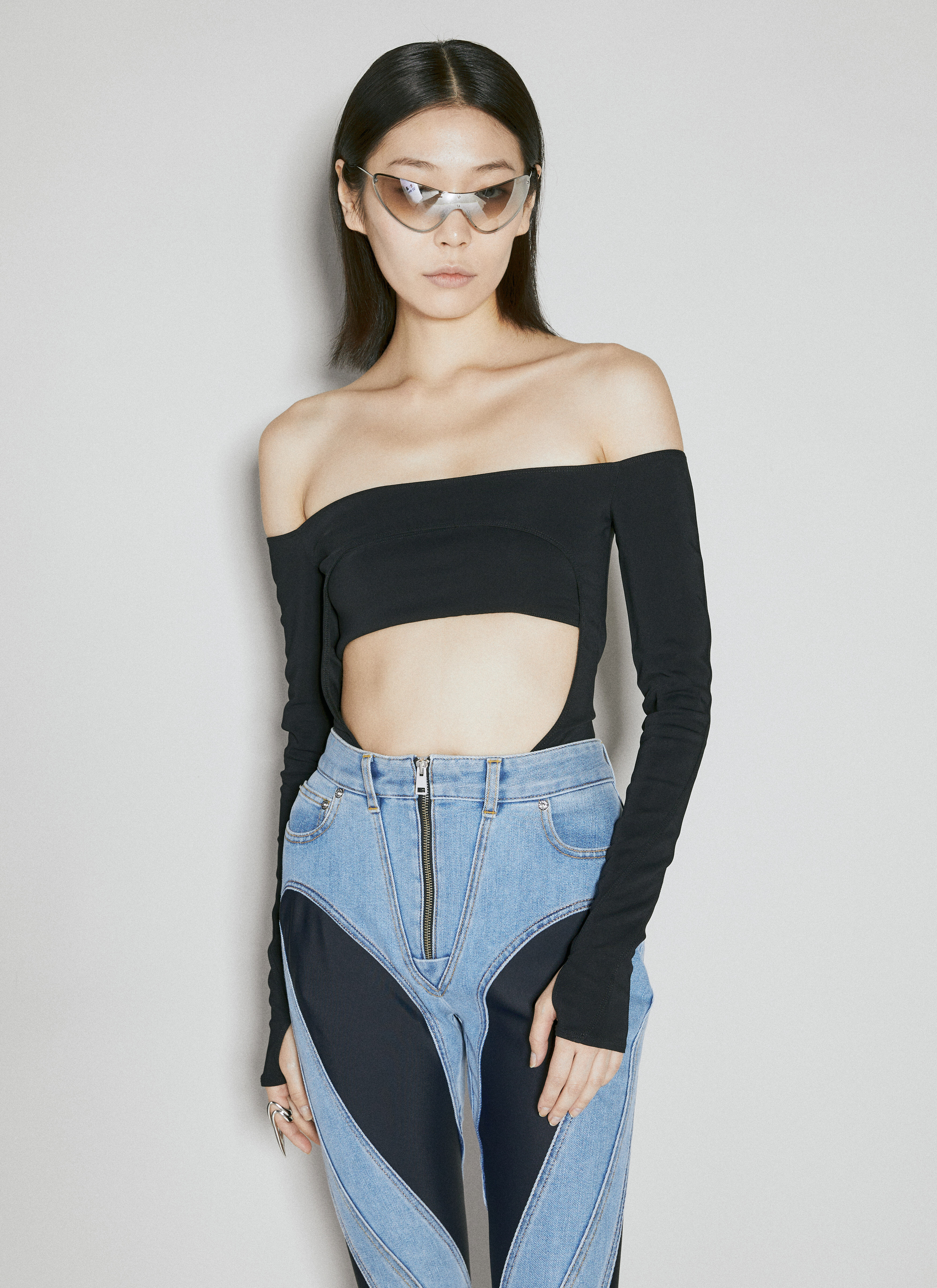 Mugler Black Circle Bodysuit
