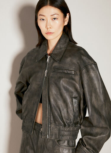 Han Kjøbenhavn Washed Leather Cropped Bomber Black han0353001