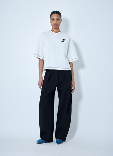 Logo Embroidered Boxy T-Shirt Jacquemus Logo Embroidered Boxy T-Shirt White jac0264022