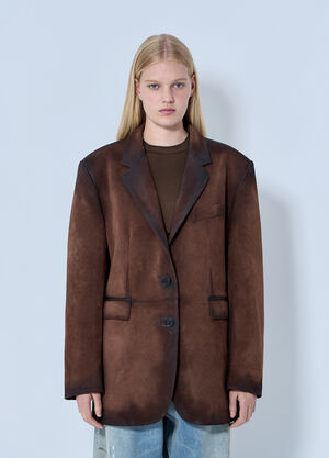 Acne Studios Distressed Suede Blazer Brown acn0264029