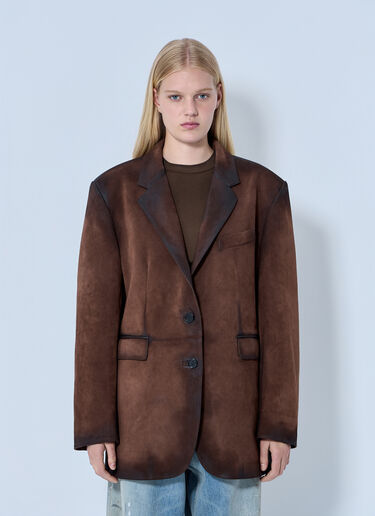LN-CC® - Acne Studios: Distressed Suede Blazer - Brown Acne Studios Distressed Suede Blazer Brown acn0264029