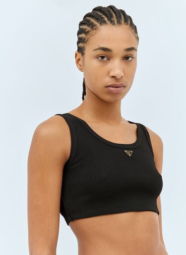 Prada Jersey Crop Top Black pra0259019